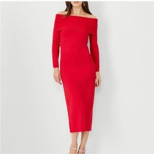 Off the Shoulder Midi Sweater Dress